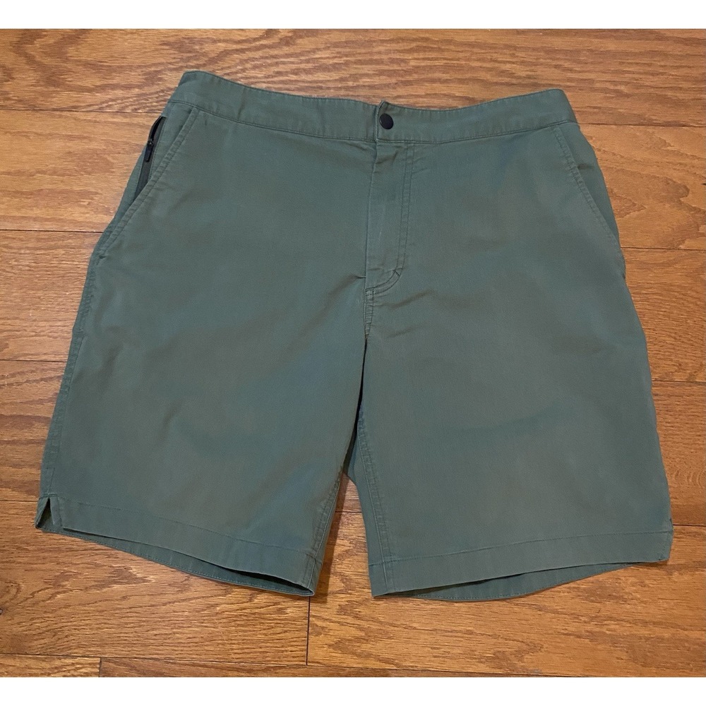Toad&Co Mens Chino Shorts Green Organic Cotton Stretch Size 32 Stretchy Olive